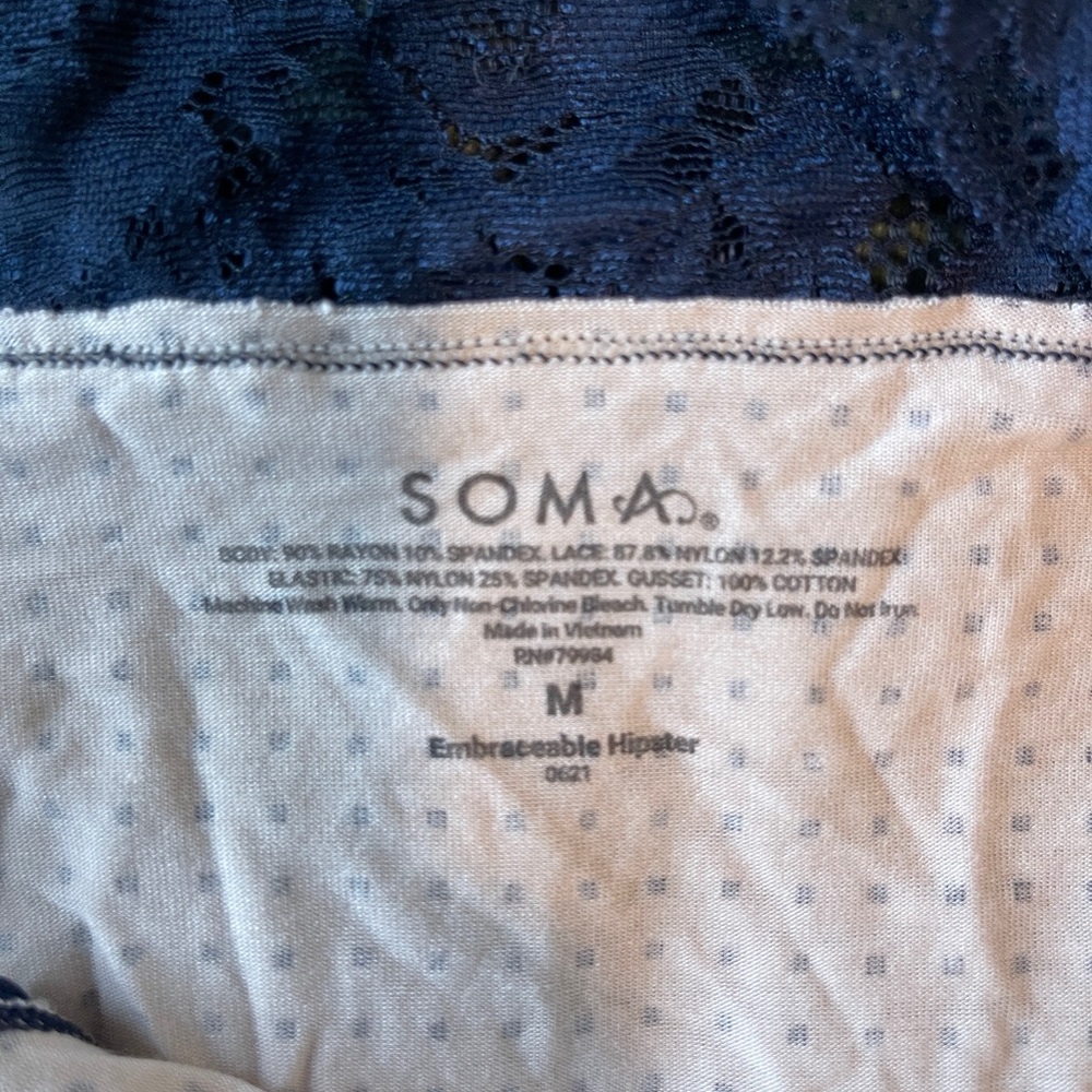 Soma Women's Embraceable Hipster with Lace Trim - Maroon, Blue, White - Medium - Picture 5 of 8